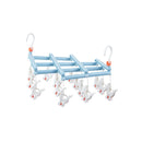 Plastic Socks Drying Rack Multi Clip Clothes Hanger Laundry Organizer Holder - Blue