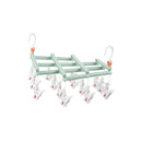 Plastic Socks Drying Rack Multi Clip Clothes Hanger Laundry Organizer Holder - Green