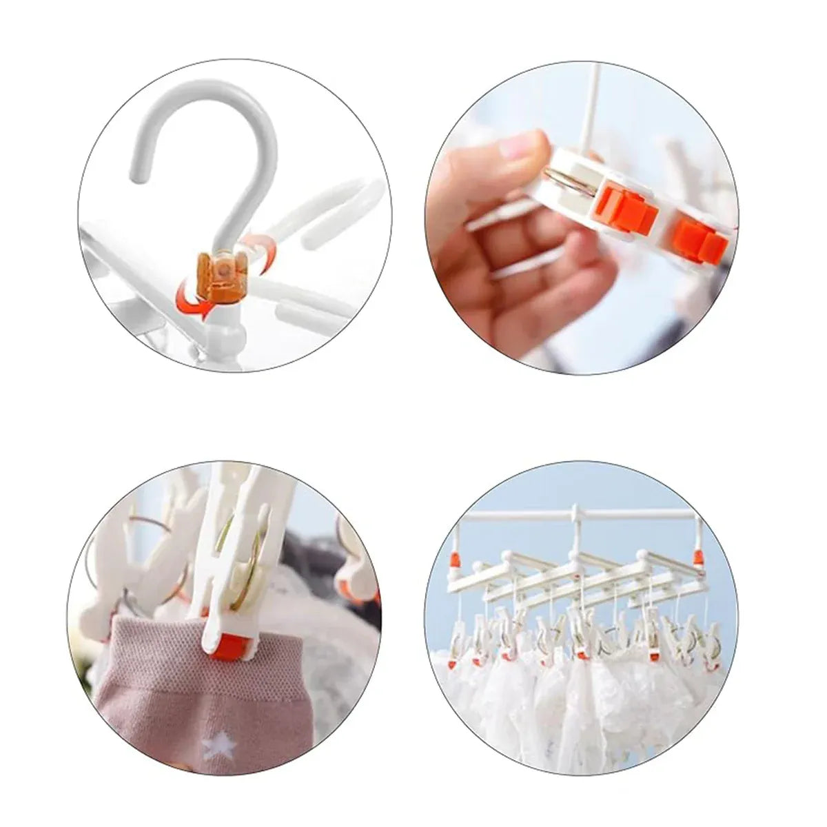 Plastic Socks Drying Rack Multi Clip Clothes Hanger Laundry Organizer Holder - Green