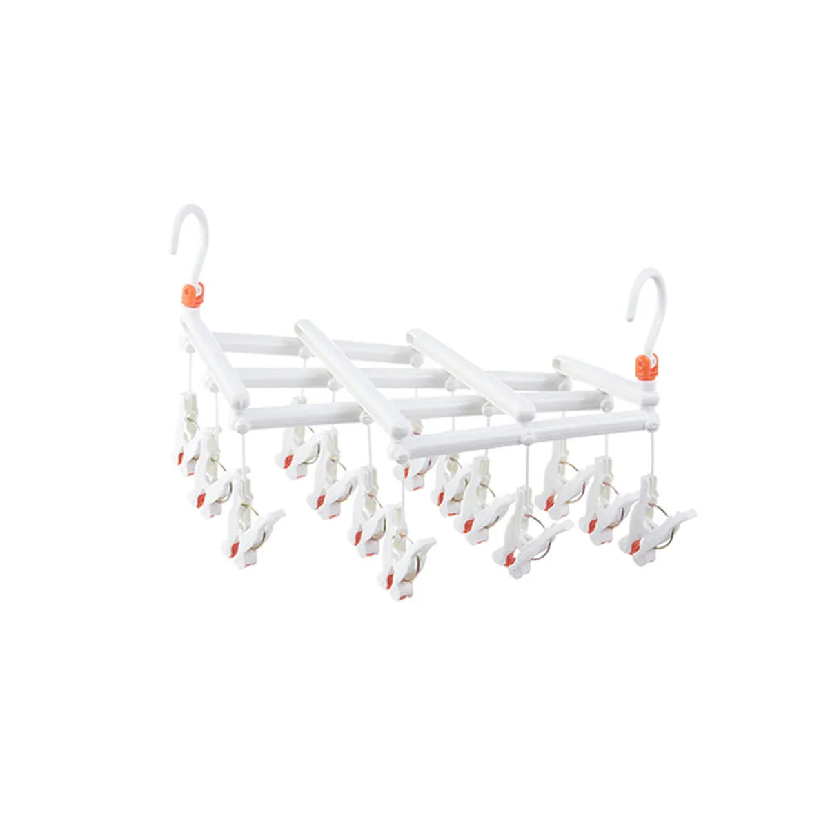 Plastic Socks Drying Rack Multi Clip Clothes Hanger Laundry Organizer Holder - White