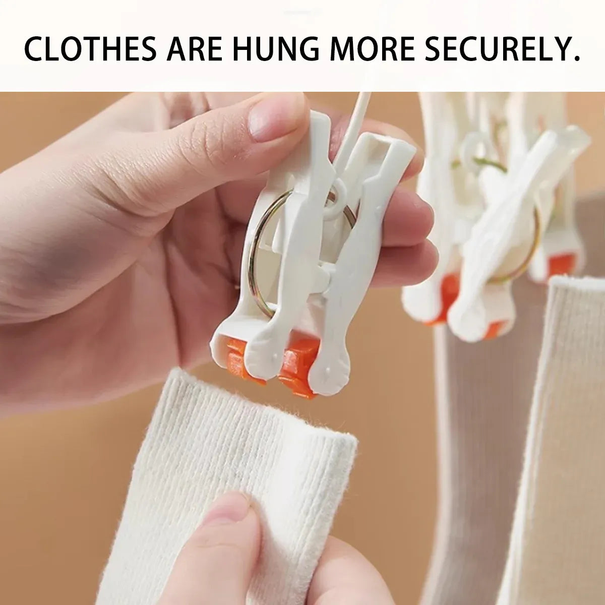 Plastic Socks Drying Rack Multi Clip Clothes Hanger Laundry Organizer Holder - White