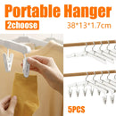 5PCS Portable Foldable Hangers Durable Plastic for Closet Laundry Space Saving - With clothes clip