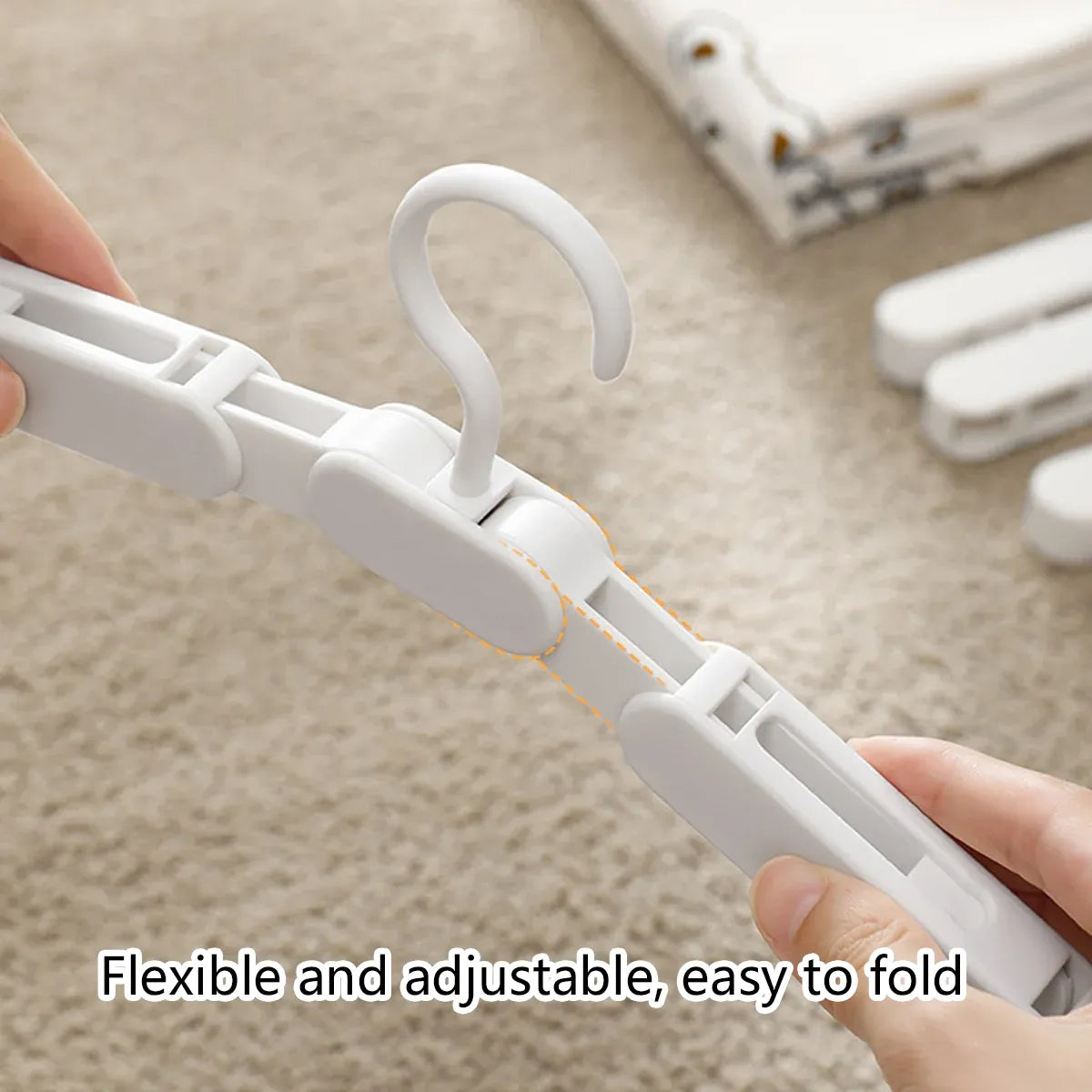 5PCS Portable Foldable Hangers Durable Plastic for Closet Laundry Space Saving - With clothes clip