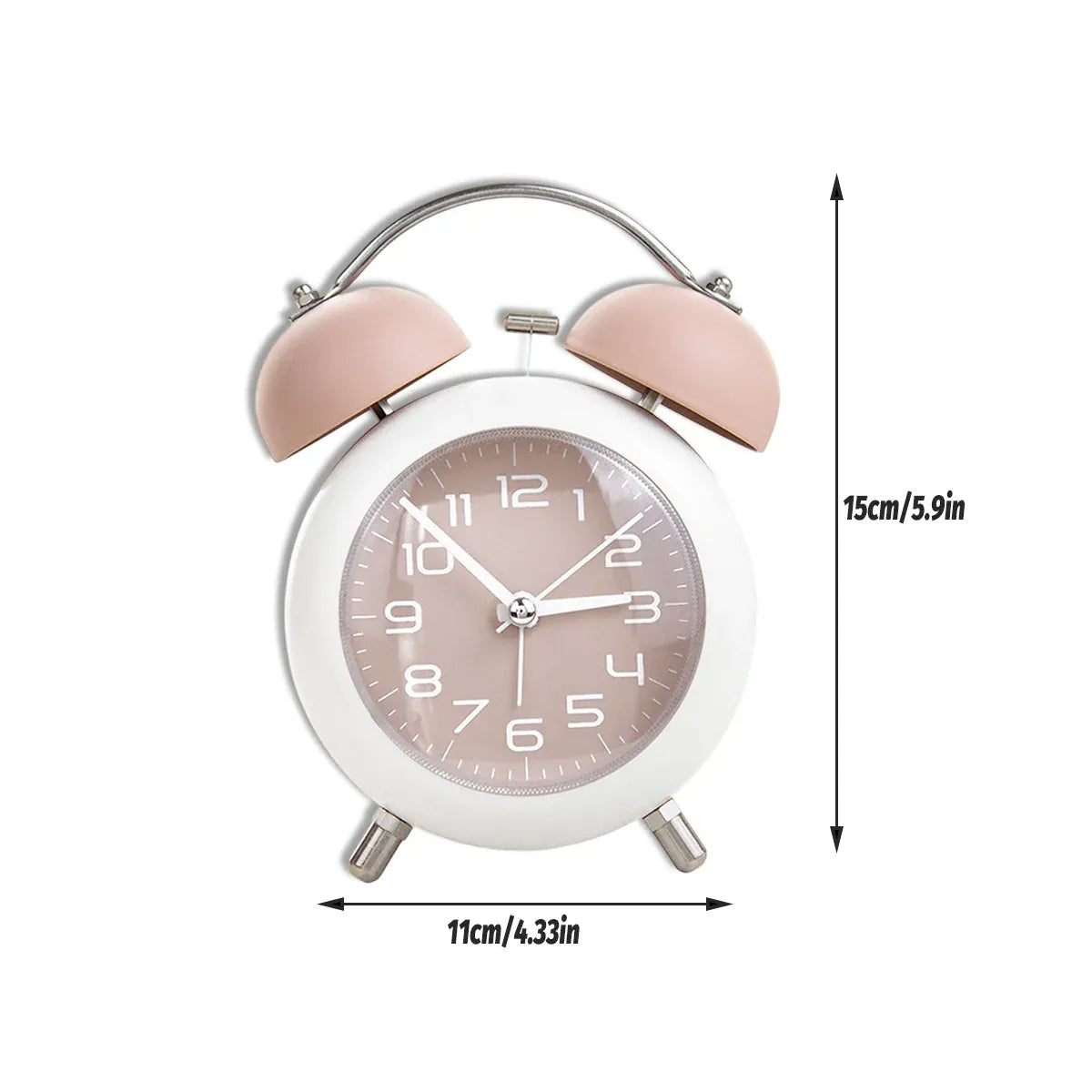 Strong Wake-Up Alarm Clock with Night Light Battery-Powered Silent Durable