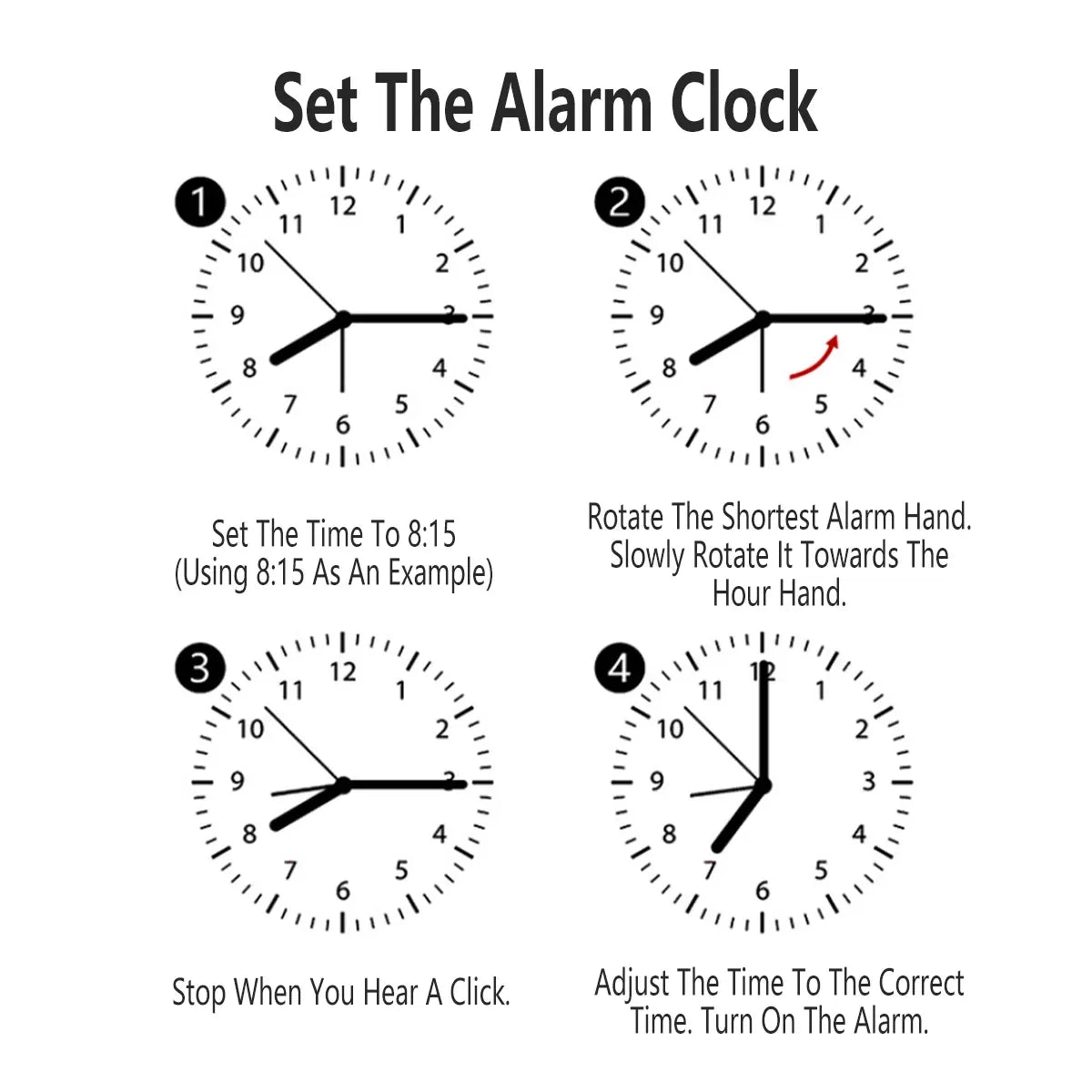 Strong Wake-Up Alarm Clock with Night Light Battery-Powered Silent Durable