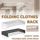 Wall Mount Foldable Clothes Drying Rack Sturdy Material Space Saving Balck/White - Black