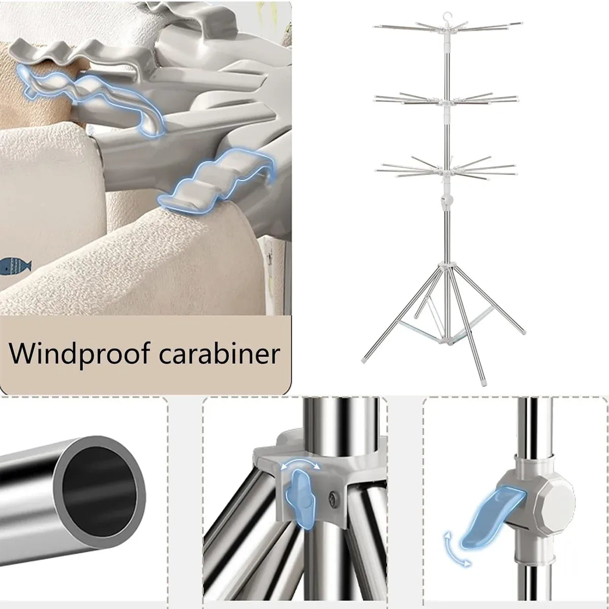 Folding Drying Rack Floor Stand Multi Functional Clothes Laundry Hanger Indoor