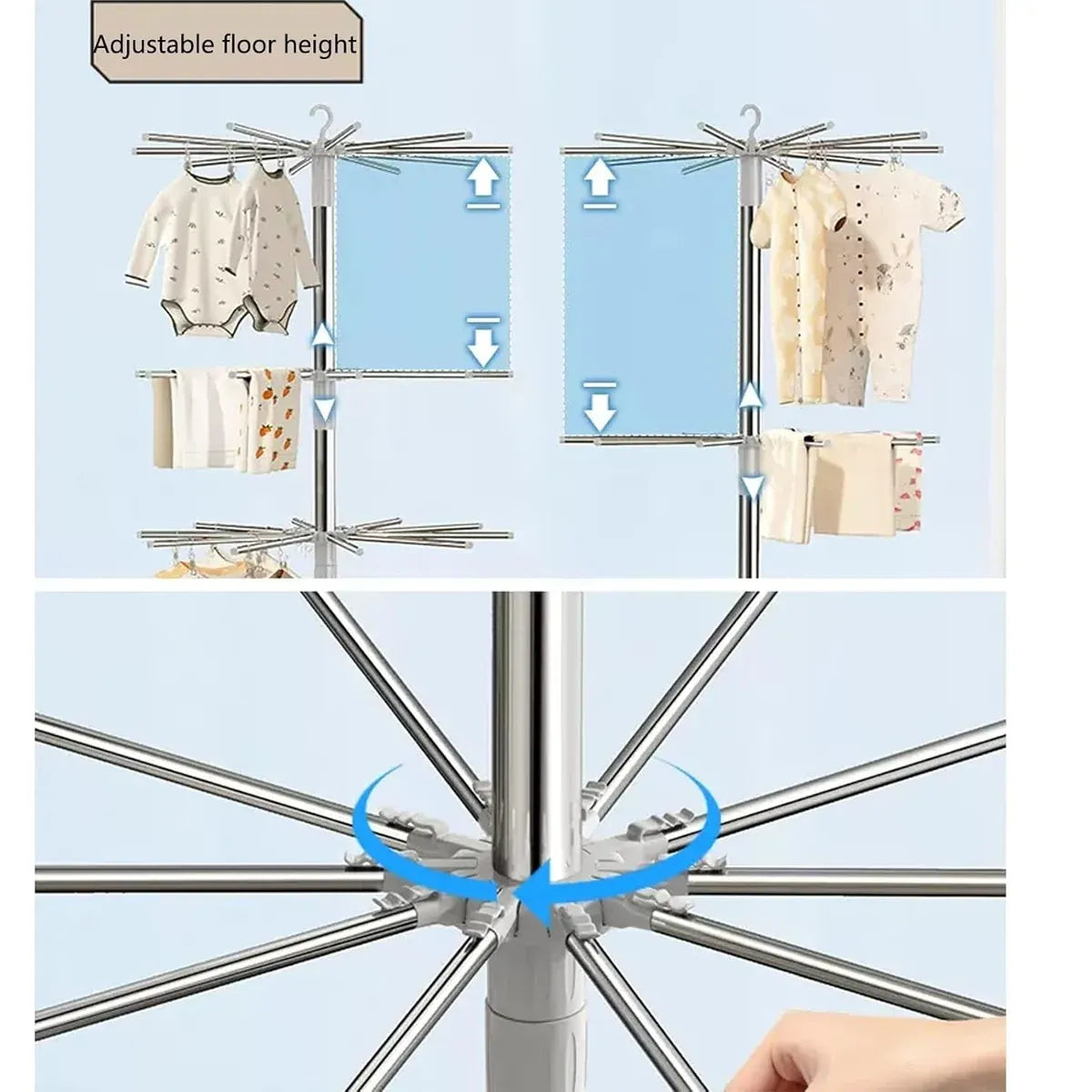 Folding Drying Rack Floor Stand Multi Functional Clothes Laundry Hanger Indoor