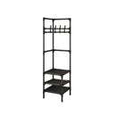 1-Piece Corner Clothes Rack with Shelves and Hooks, Black