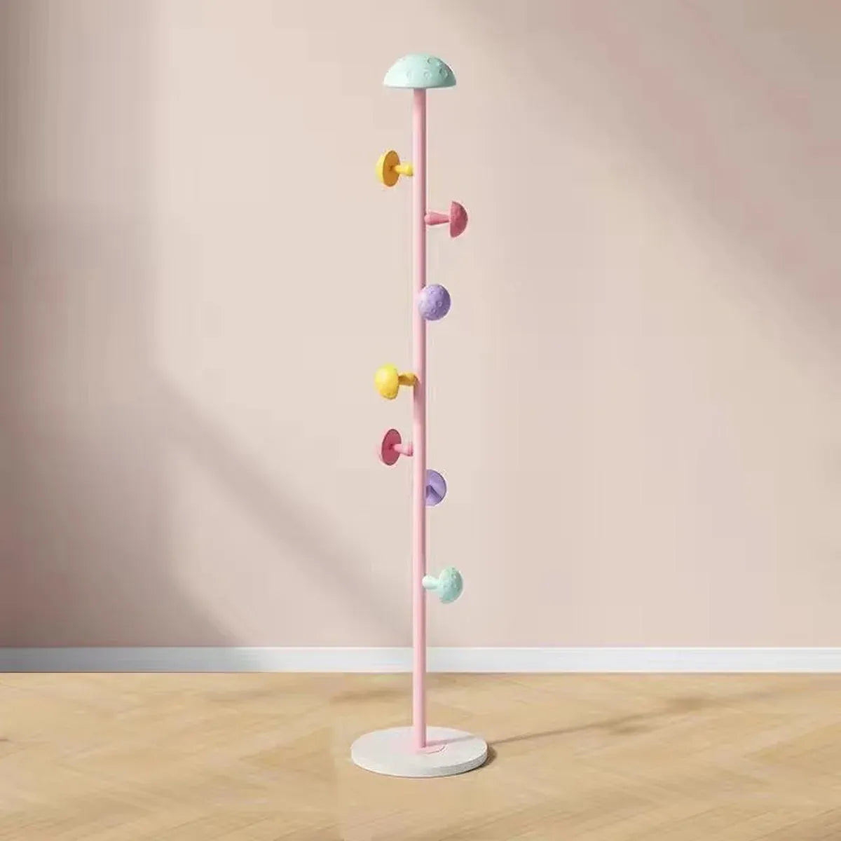 Cartoon Mushroom Floor-Standing Coat Rack High-Carbon Steel Bedroom Organiser