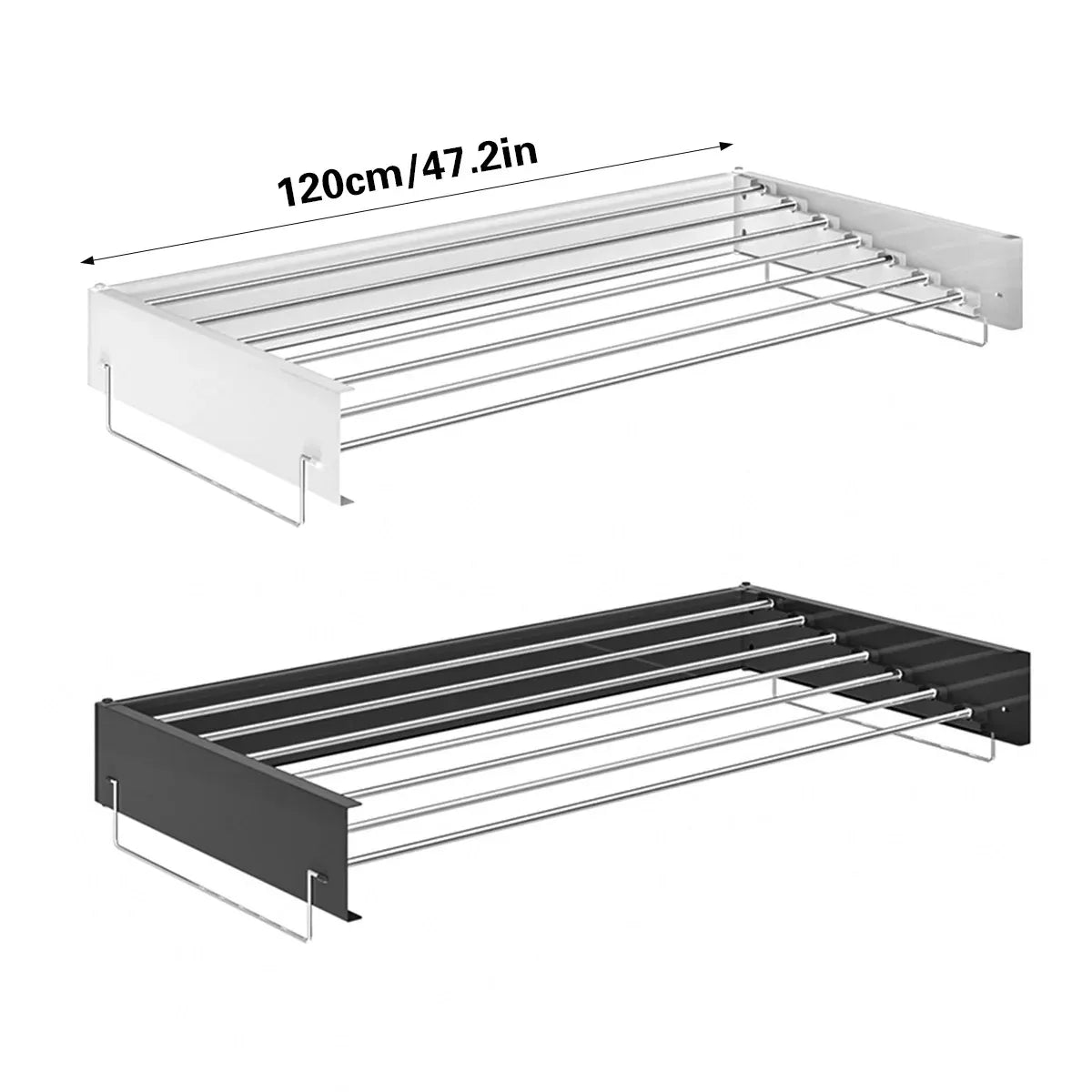 Invisible Wall Mounted Indoor Foldable Clothes Drying Rack Space Saving Home - White