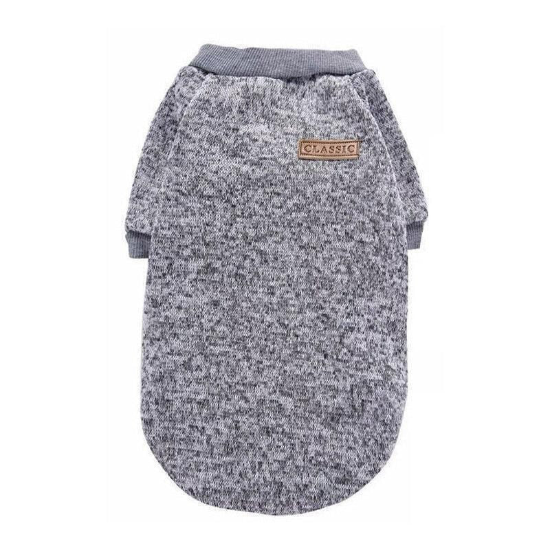 L Size Cute Pet Dog Warm Jumper Sweater Clothes Cat Knitted Coat Winter - Grey