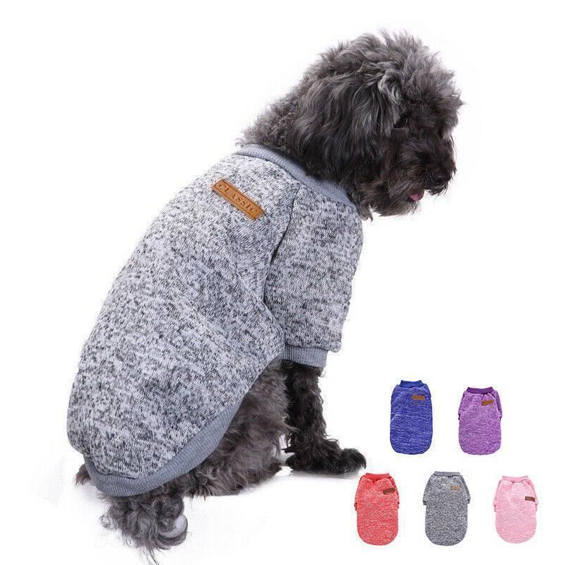 L Size Cute Pet Dog Warm Jumper Sweater Clothes Cat Knitted Coat Winter - Grey