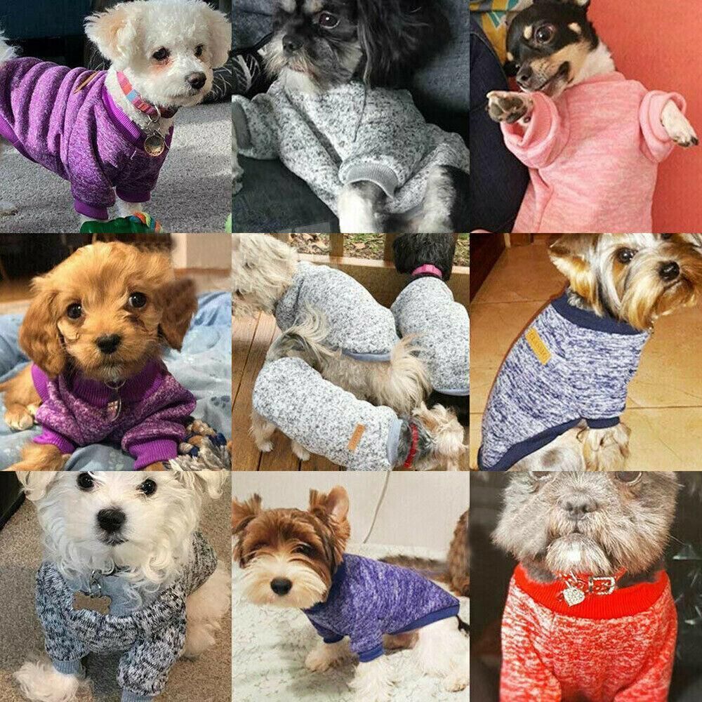 L Size Cute Pet Dog Warm Jumper Sweater Clothes Cat Knitted Coat Winter - Grey