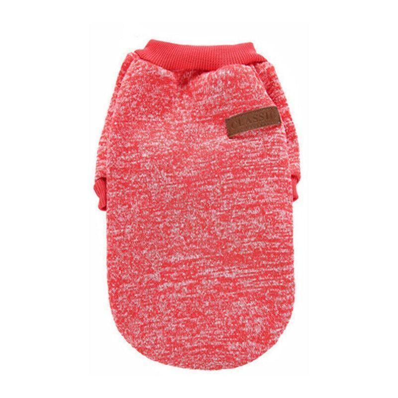 L Size Cute Pet Dog Warm Jumper Sweater Clothes Cat Knitted Coat Winter - Red