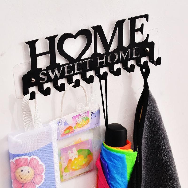 Retro Metal Iron Wall Hanging Mounted 10 Key Hooks Storage Holder Hook Rack - White
