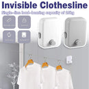 Invisible Clothesline Indoor Drying Rope Wall Mounted Laundry Retractable Line - Grey