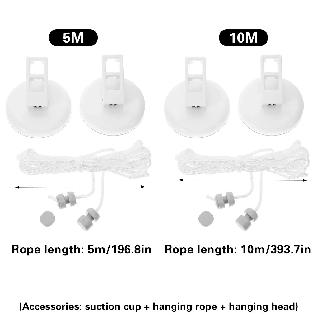 5m or 10m Wall-Mounted Suction Cup Clothesline Retractable Durable Sturdy Laundry - 5m