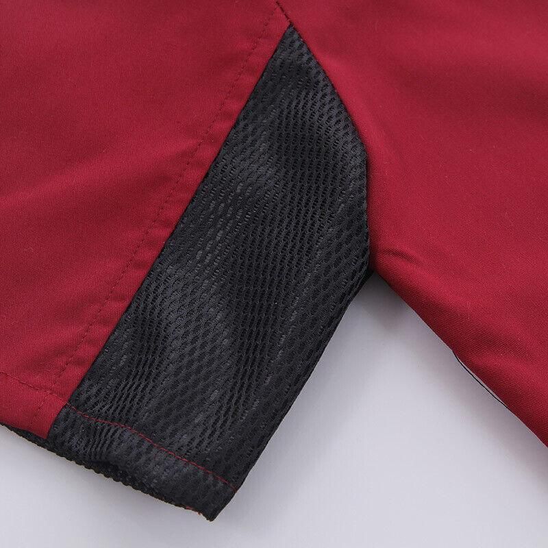 Red Unisex Mesh Sleeve Chef Coat Jacket Restaurant Hotel Cook Short Uniform - 3XL