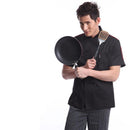 Red Unisex Mesh Sleeve Chef Coat Jacket Restaurant Hotel Cook Short Uniform - L