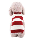 L Red Thick Stripes Jumper Sweater Cat Knitted Coat Puppy Pet Winter Knitwear