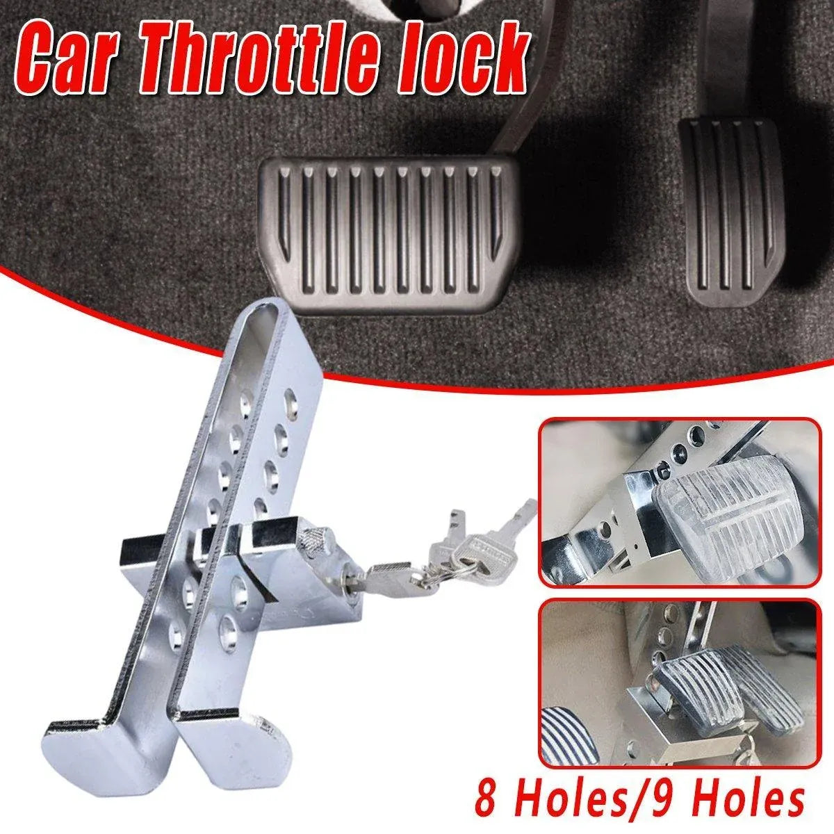 Universal Car Anti-Theft Clutch Throttle Brake Lock 8/9 Holes Security Lock - 8 holes