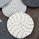 8PCS Round Cotton Woven Coaster Heat Resistant Thick Insulation Dining Table Mat - Brown