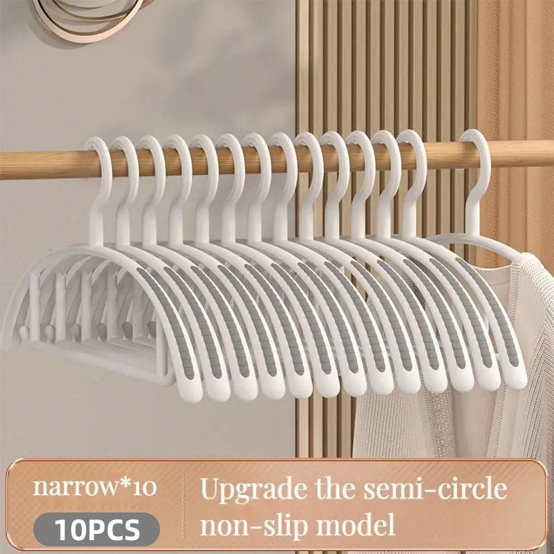 10PCS Plastic Half Round Non Slip Hangers Non Marking Drying Racks Home Use - Narrow