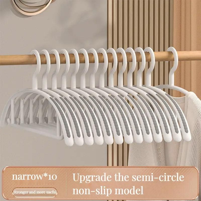 10PCS Plastic Half Round Non Slip Hangers Non Marking Drying Racks Home Use - Narrow