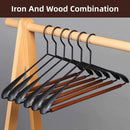 6pcs Iron Wood Combination No Trace Hangers Non Slip for Coat Shirt Closet