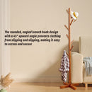 Freestanding Wooden Coat Rack Clothes Hanger with 8 Hooks for Entryway Bedroom