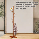 Freestanding Wooden Coat Rack Clothes Hanger with 8 Hooks for Entryway Bedroom