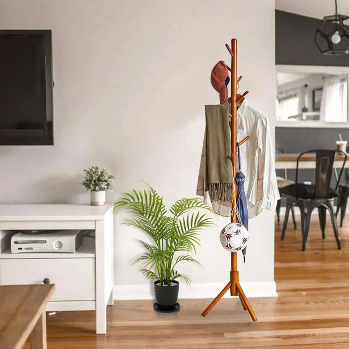 Coat Rack Hat Bag Stand Tree Clothes Hanger Umbrella Holder 8 Hooks Organizers