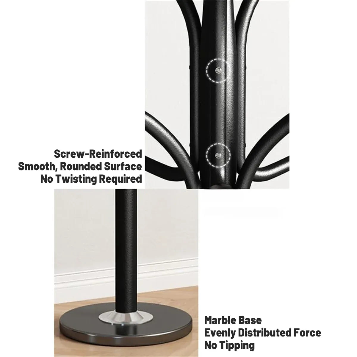 Bedroom Floor Standing Coat Rack Clothes Hanger Space Saving Stable Durable
