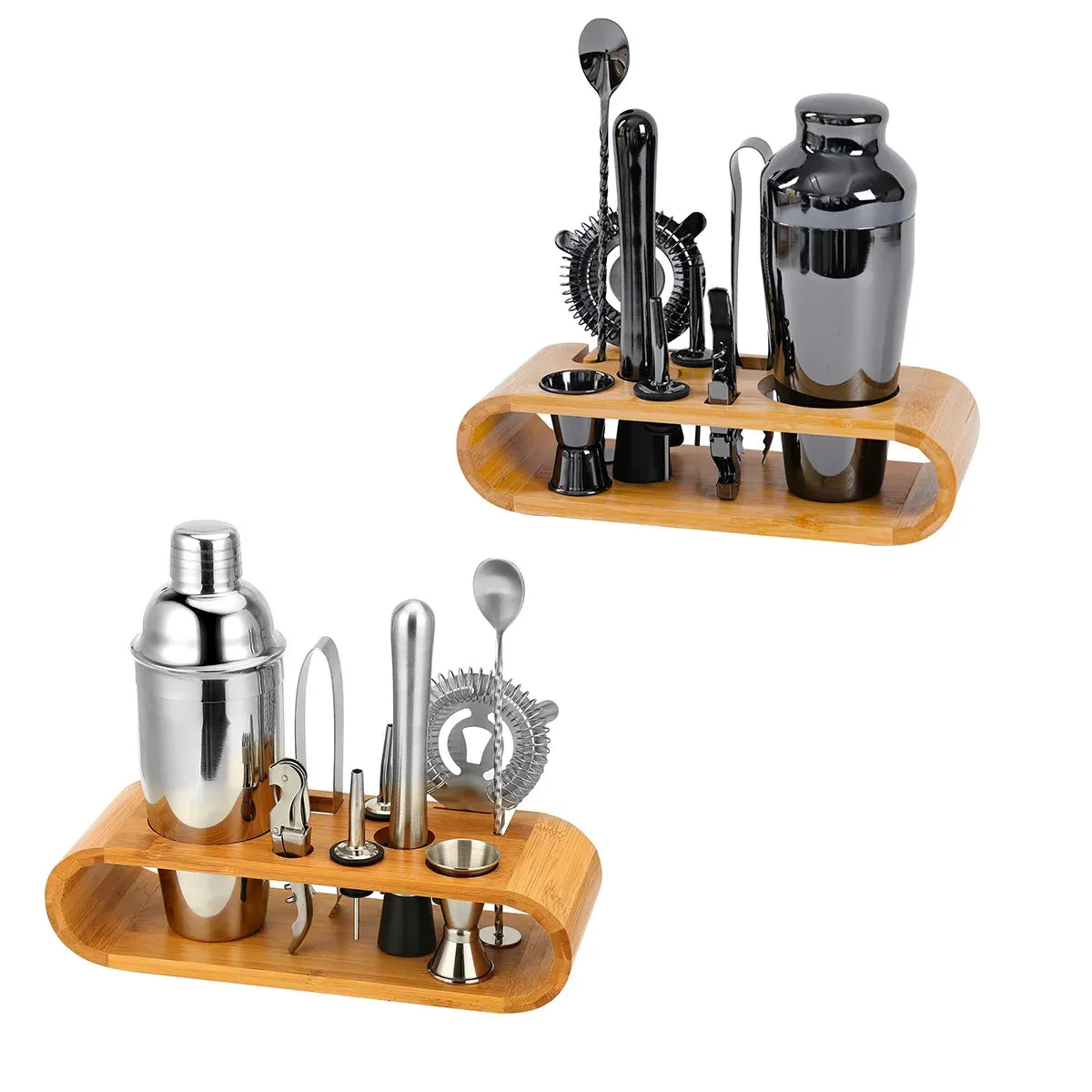 Cocktail Shaker Set Bar Tools Stainless Steel Mixing Glasses Drink Shaker Cups - Silver