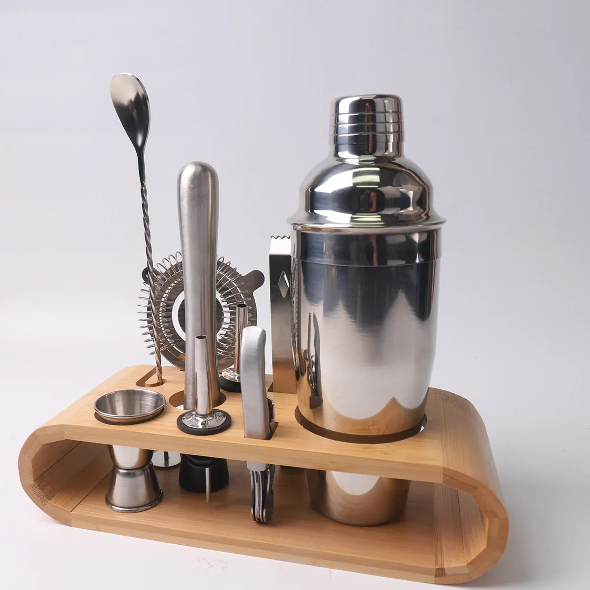 Cocktail Shaker Set Bar Tools Stainless Steel Mixing Glasses Drink Shaker Cups - Silver