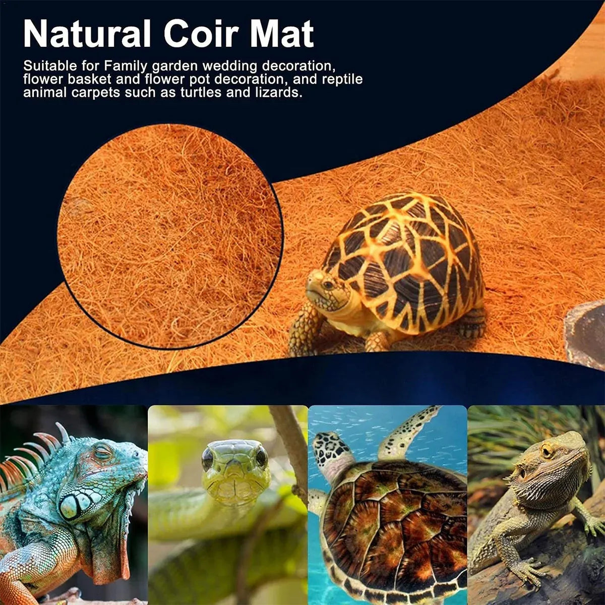 4 PCS Non-Slip Mat Coconut Palm Pet Garden Turtle Matpet Mat Blueberry Mat