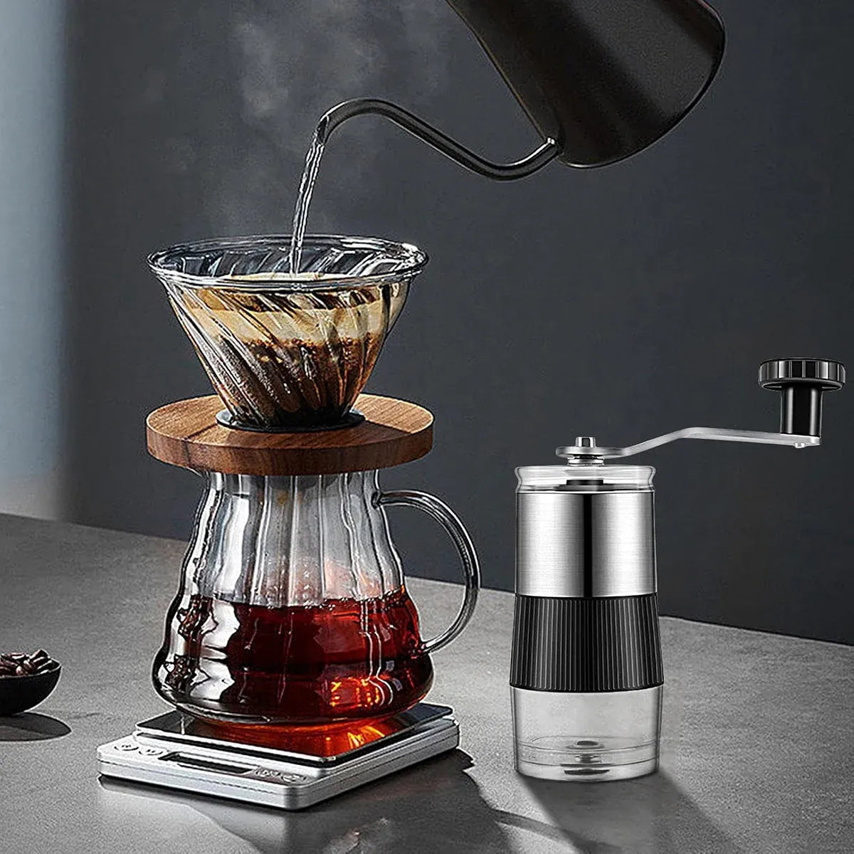 Small Manual Coffee Grinder Beans Nuts Adjustable Conical Ceramic Burr Grinder