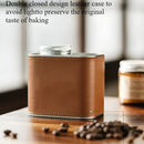 Airtight Coffee Canister Storage Jar Pour Valve Leather 9.6 x 7 x 9.3cm - Black
