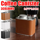 Airtight Coffee Canister Storage Jar Pour Valve Leather 9.6 x 7 x 9.3cm - Brown