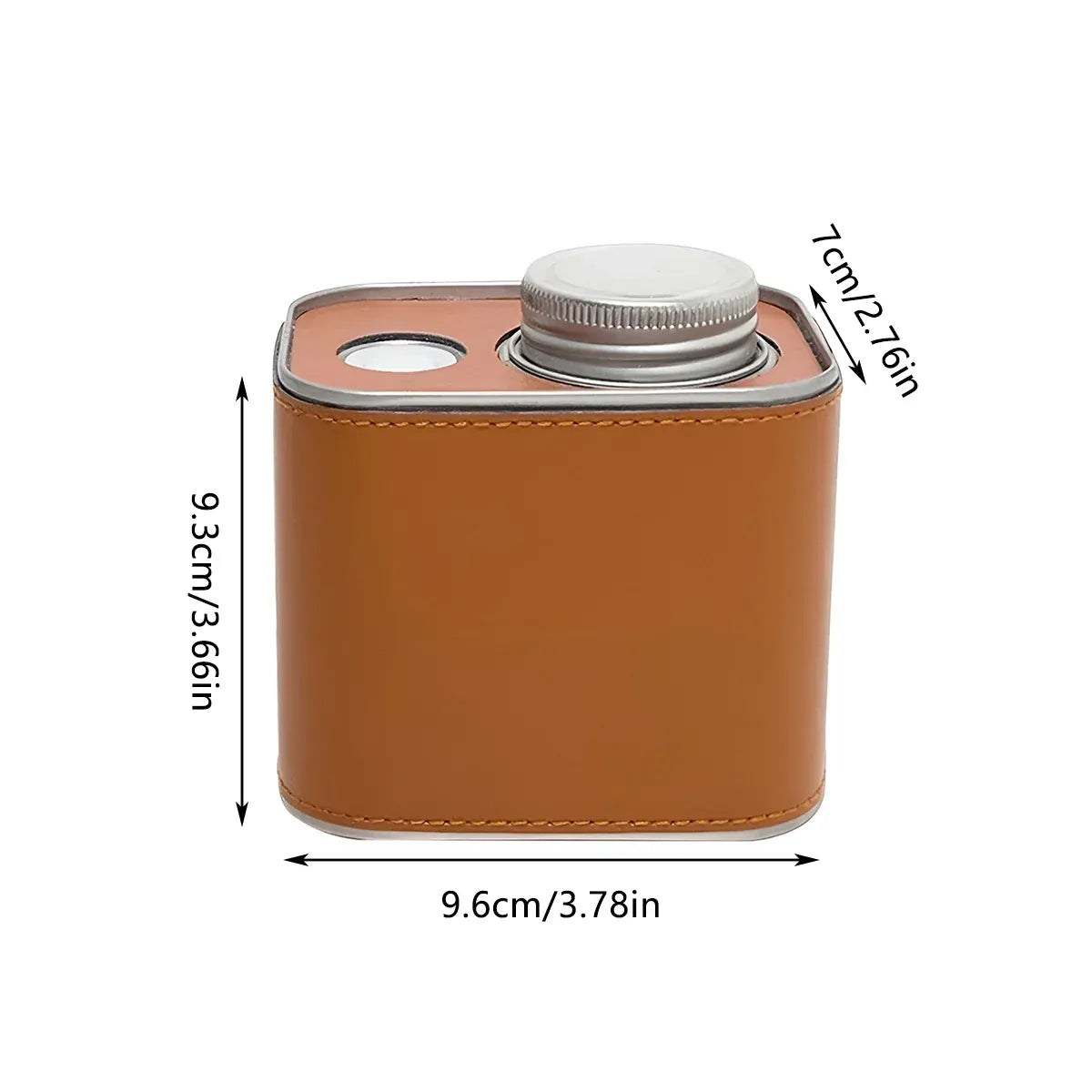 Airtight Coffee Canister Storage Jar Pour Valve Leather 9.6 x 7 x 9.3cm - Brown