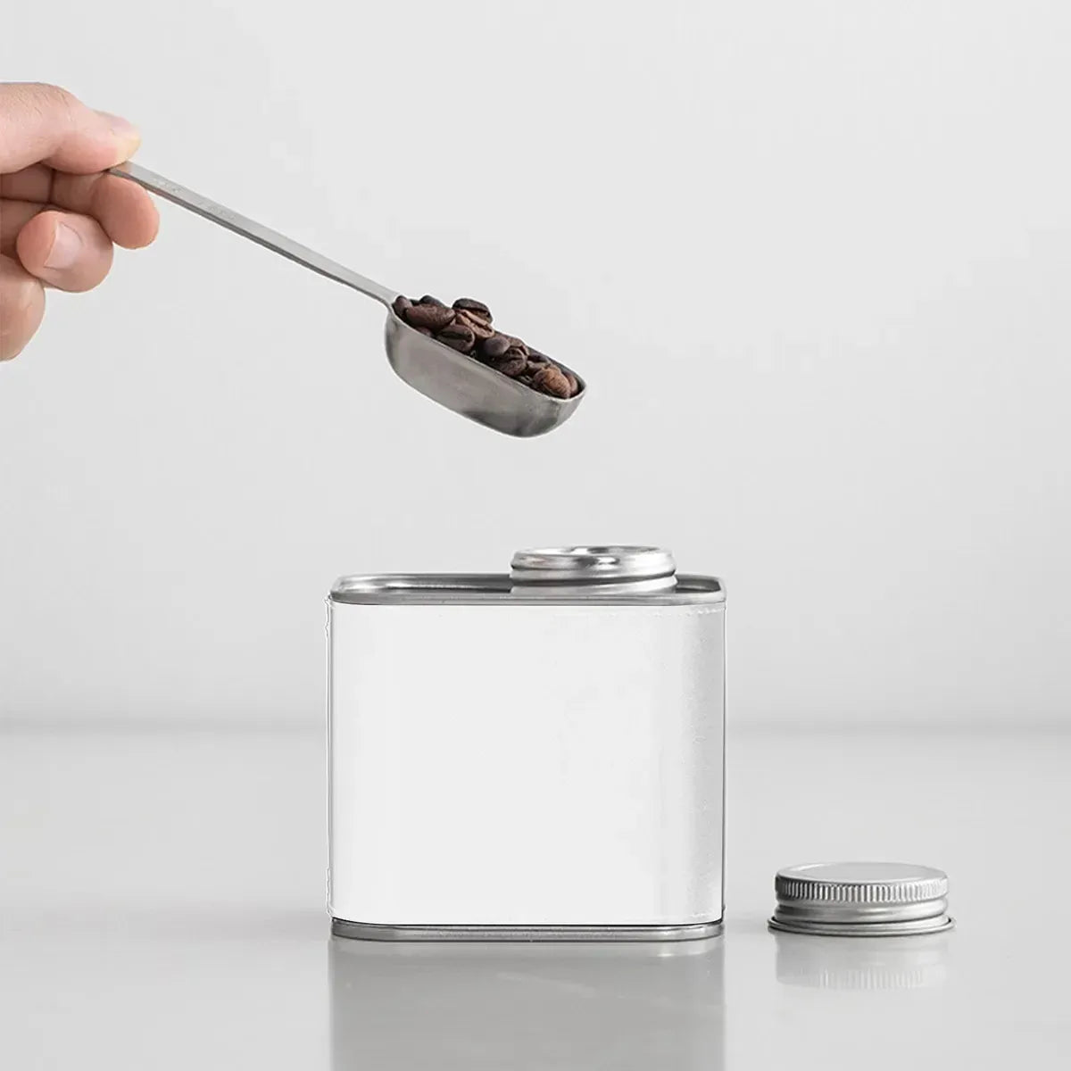 Airtight Coffee Canister Storage Jar Pour Valve Leather 9.6 x 7 x 9.3cm - Brown