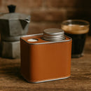 Airtight Coffee Canister Storage Jar Pour Valve Leather 9.6 x 7 x 9.3cm - White