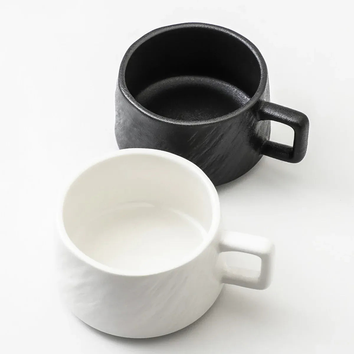 Ceramic Coffee Cup and Saucer Set Simple Tea Mug Breakfast Drinkware Household - Black