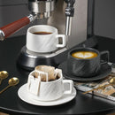 Ceramic Coffee Cup and Saucer Set Simple Tea Mug Breakfast Drinkware Household - White