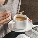 Ceramic Coffee Cup and Saucer Set Simple Tea Mug Breakfast Drinkware Household - White