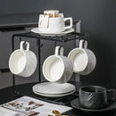 Ceramic Coffee Cup and Saucer Set Simple Tea Mug Breakfast Drinkware Household - White