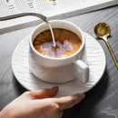 Ceramic Coffee Cup and Saucer Set Simple Tea Mug Breakfast Drinkware Household - White