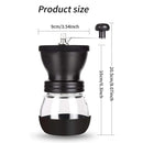 Manual Coffee Bean Grinder Glass Hand Crank Portable Grinding Mill for Home Use