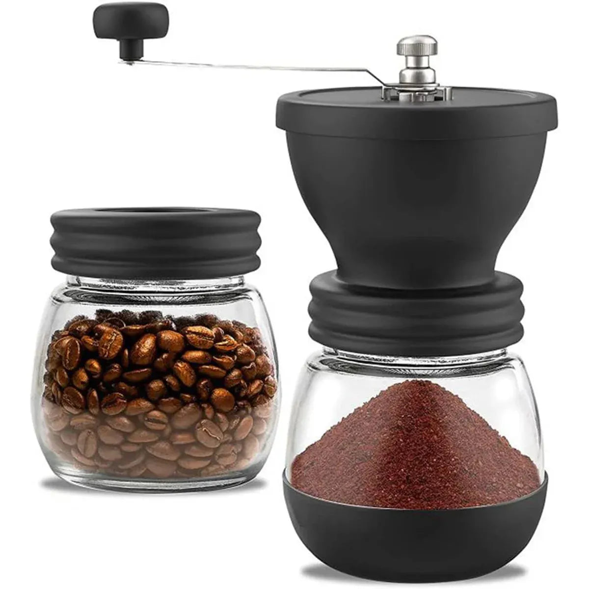 Manual Coffee Bean Grinder Glass Hand Crank Portable Grinding Mill for Home Use
